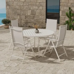 Matgrupp Utomhus Venture Home Giardini Ø120 cm med 4 st Break Trädgårdsstolar