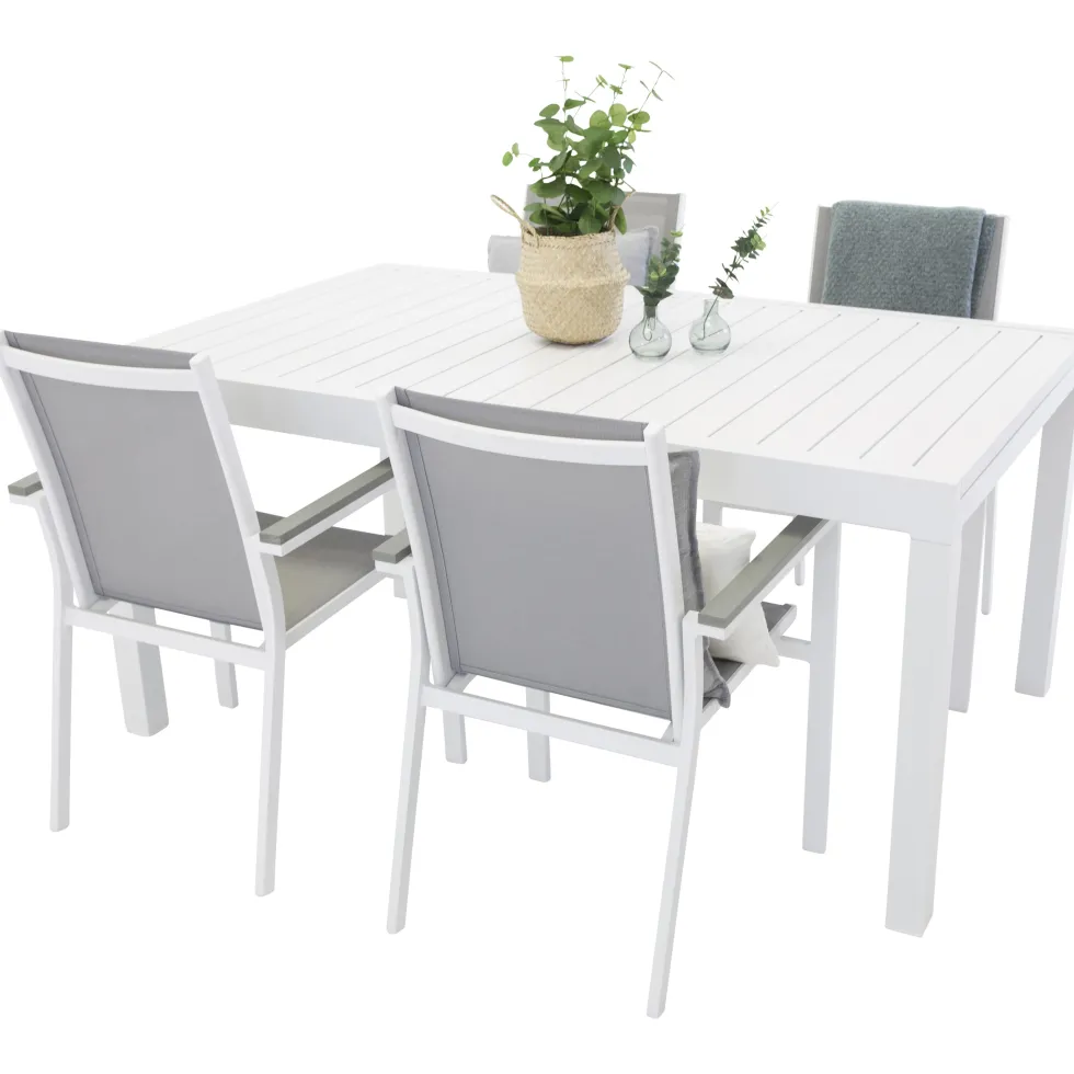 Matgrupp Utomhus Venture Home Madrid 160/240 med 4 Pincy Trädgårdsstolar