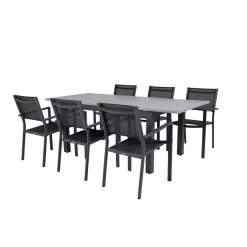 Matgrupp Venture Home Aleyna 160/240 med 6 Copacabana Karmstolar