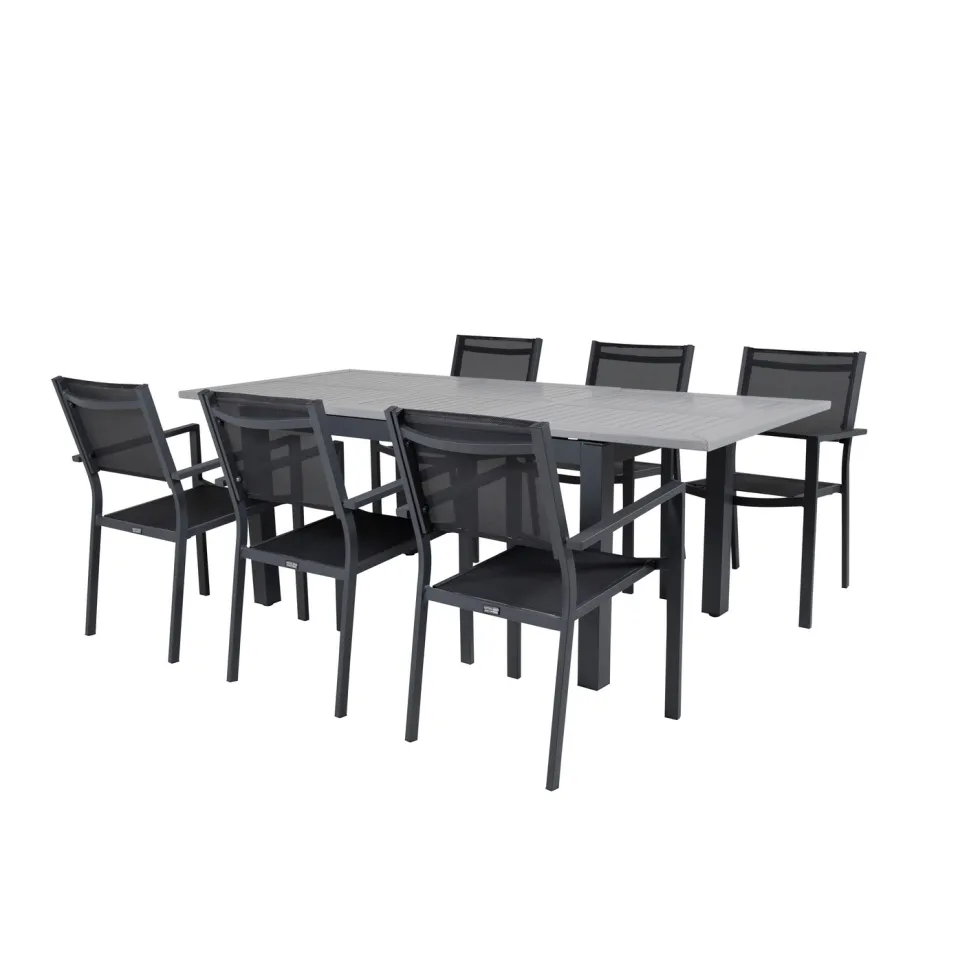 Matgrupp Venture Home Aleyna 160/240 med 6 Copacabana Karmstolar