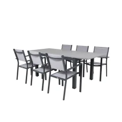 Matgrupp Venture Home Aleyna 160/240 med 6 Copacabana Karmstolar