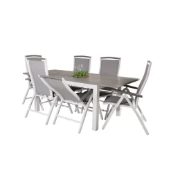 Matgrupp Venture Home Aleyna 152/210 med 6 StolarGrå