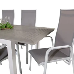 Matgrupp Venture Home Aleyna 152/210 med 6 Copacabana StolarVit/Grå