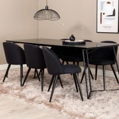 Matgrupp Venture Home Annika Svart med 6 Valentina Stolar