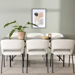Matgrupp Venture Home Astrid Fyrkantigt Matbord 200cm & 6 Day Stolar i Linne