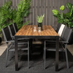 Matgrupp Venture Home Berfin med 6 Copacabana MatstolarAkacia/Svart