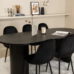 Matgrupp Venture Home Bianca Svart med 6 Pobbie Stolar Sammet