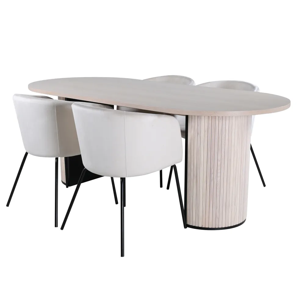 Matgrupp Venture Home Bianca med 4 Bergen Stolar Sammet