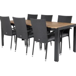 Matgrupp Venture Home Bois med 6 Anna StolarAkacia/Svart