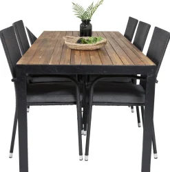Matgrupp Venture Home Bois med 6 Anna StolarAkacia/Svart