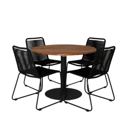 Matgrupp Venture Home Cot med 4 Lindos StolarSvart