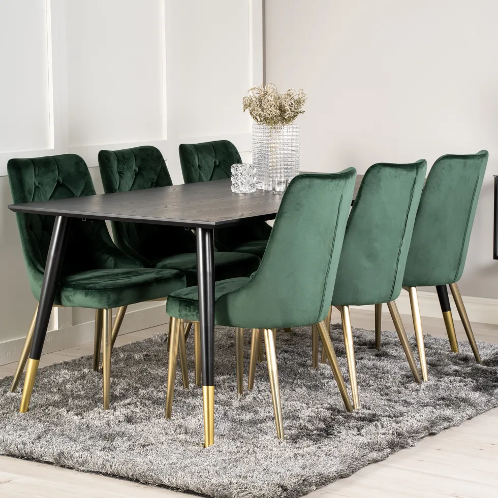 Matgrupp Venture Home Dipp med 6 Velvet Deluxe Stolar