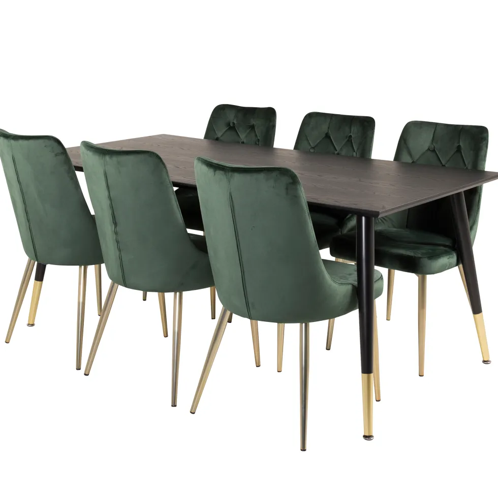 Matgrupp Venture Home Dipp med 6 Velvet Deluxe Stolar