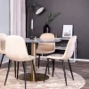 Matgrupp Venture Home Estelle Rund med 4 Pobbie Stolar SammetSvart Bord med Mässingsben, Beige Stol med Svarta Ben