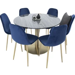 Matgrupp Venture Home Estelle Svart/Mässing med 6 Pobbie Stolar