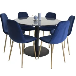 Matgrupp Venture Home Estelle Svart med 6 Pobbie Stolar