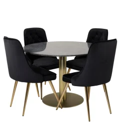 Matgrupp Venture Home Estelle Rund med 4 Vera Stolar Sammet