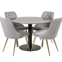 Matgrupp Venture Home Estelle Rund med 4 Vera Stolar Sammet