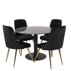 Matgrupp Venture Home Estelle Rund med 4 Vera Stolar Sammet