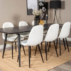Matgrupp Venture Home Guld med 6 Pooya Stolar Polyestertyg