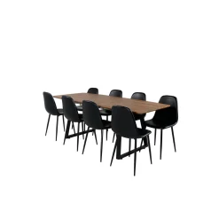 Matgrupp Venture Home Ina med 8 Pobbie Stolar Svart