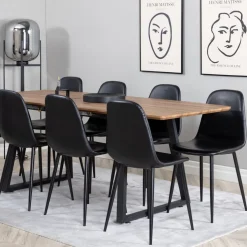 Matgrupp Venture Home Ina med 8 Pobbie Stolar Svart