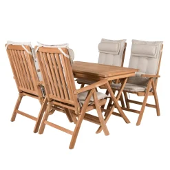 Matgrupp Venture Home Kenya 120x70 Teak med 4 Kenya Positionsfåtöljer