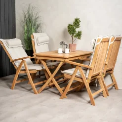 Matgrupp Venture Home Kenya 120x70 Teak med 4 Kenya Positionsfåtöljer