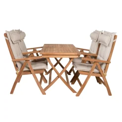 Matgrupp Venture Home Kenya 120x70 Teak med 4 Kenya Positionsfåtöljer