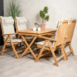 Matgrupp Venture Home Kenya 120x70 Teak med 4 Kenya Positionsfåtöljer