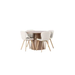 Matgrupp Venture Home Lanzo Ø120 cm med 4 st Lilja stolar
