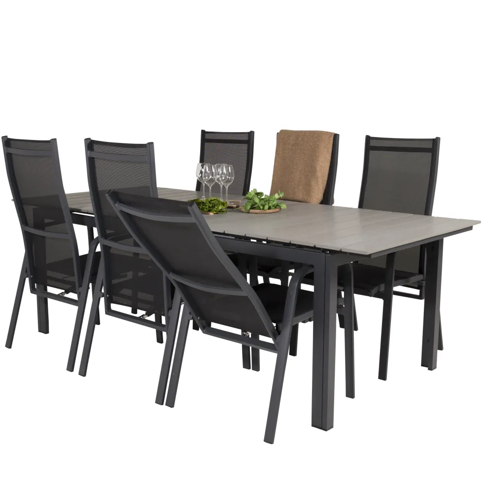 Matgrupp Venture Home Lova 224/324 med 6 Copacabana StolarSvart/Grå