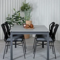 Matgrupp Venture Home Lova med 4 Jefferson Stapelbara Matstolar