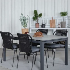 Matgrupp Venture Home Lova med 4 Jefferson Stapelbara Matstolar