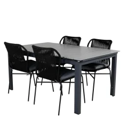 Matgrupp Venture Home Lova med 4 Jefferson Stapelbara Matstolar