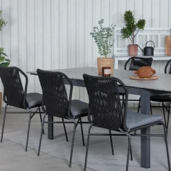 Matgrupp Venture Home Lova 160 med 6 Jefferson Stapelbara Matstolar