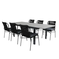 Matgrupp Venture Home Lova 160 med 6 Jefferson Stapelbara Matstolar