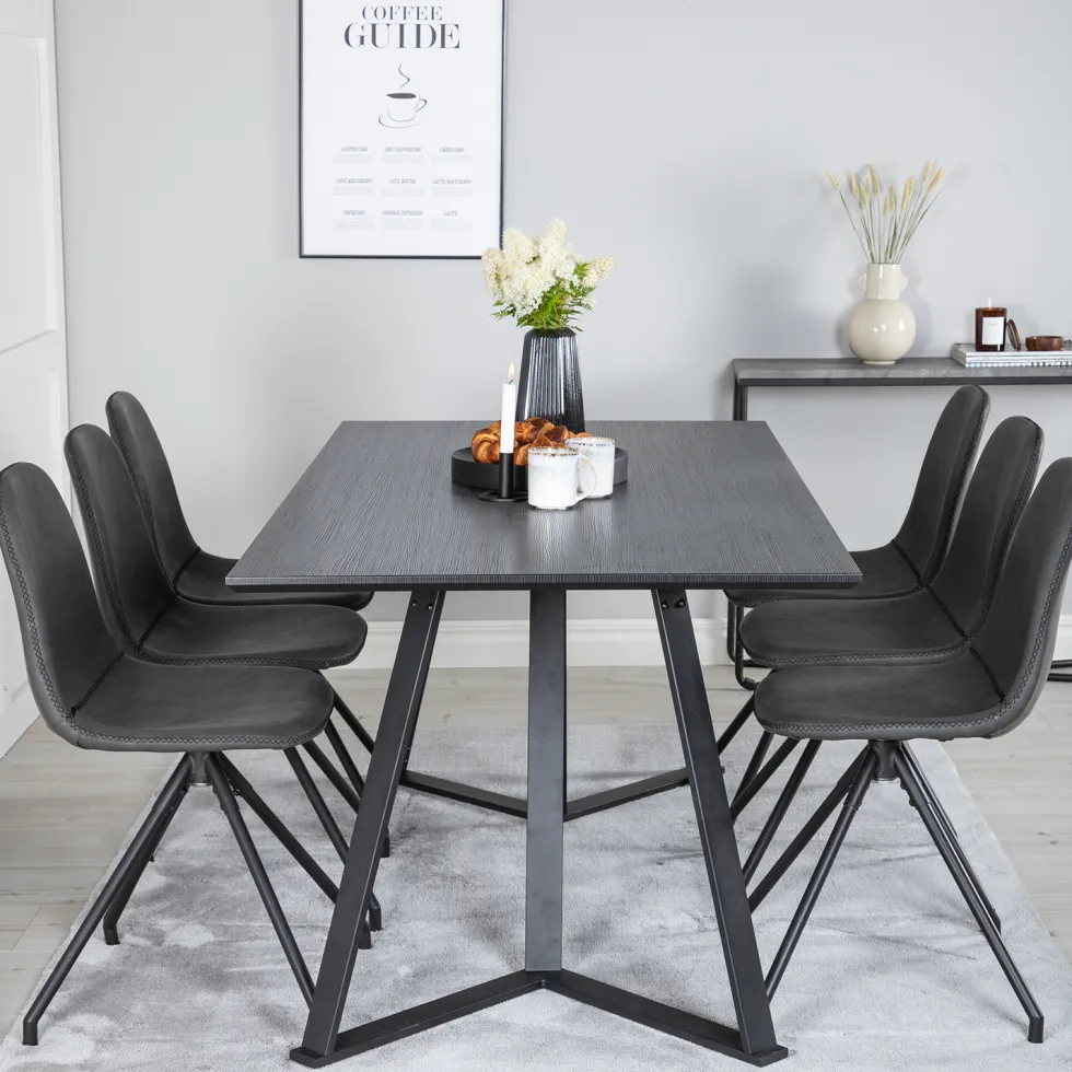 Matgrupp Venture Home Madde med 6 Pobbie Stolar Konstläder