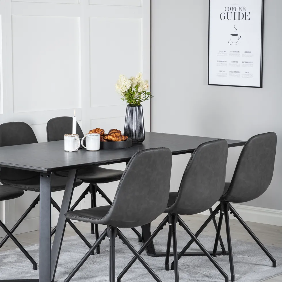 Matgrupp Venture Home Madde med 6 Pobbie Stolar Konstläder