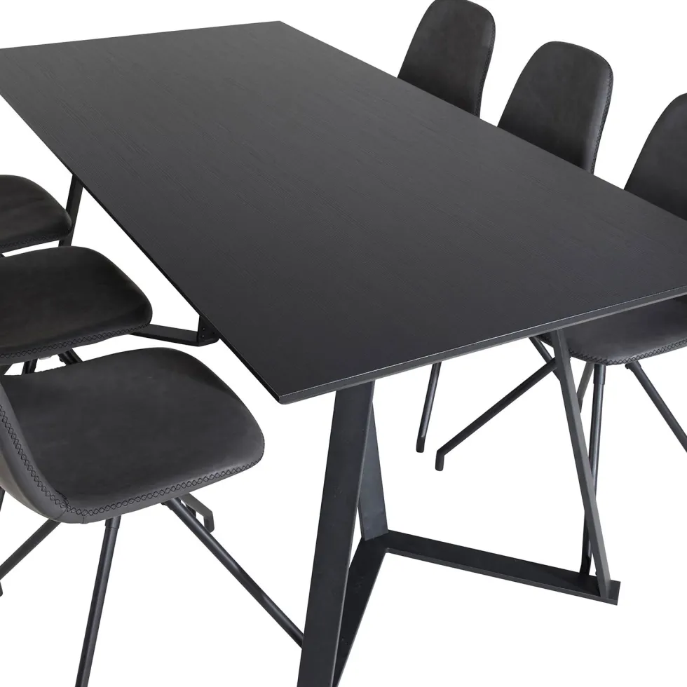 Matgrupp Venture Home Madde med 6 Pobbie Stolar Konstläder