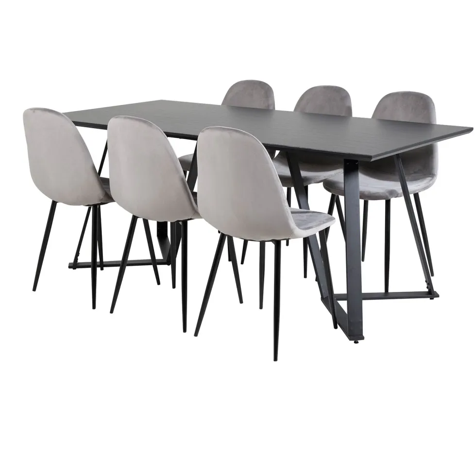 Matgrupp Venture Home Madde med 6 Pobbie Stolar Sammet