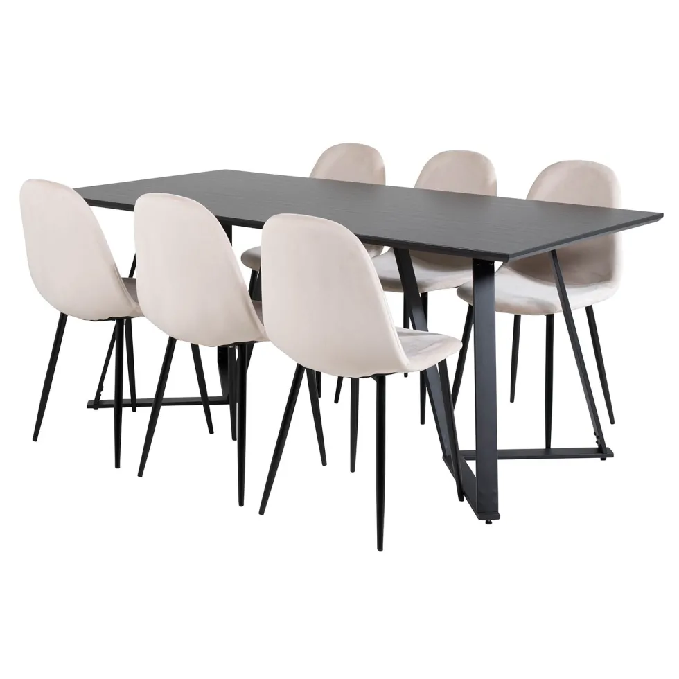 Matgrupp Venture Home Madde med 6 Pobbie Stolar Sammet