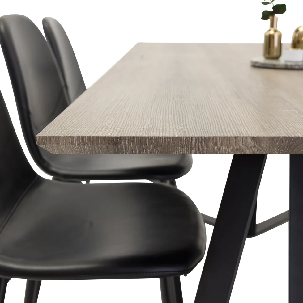 Matgrupp Venture Home Madde med 6 Pobbie Stolar Svart