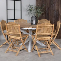 Matgrupp Venture Home Mendi Rund med 6 Cane Stolar