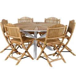 Matgrupp Venture Home Mendi Rund med 6 Cane Stolar