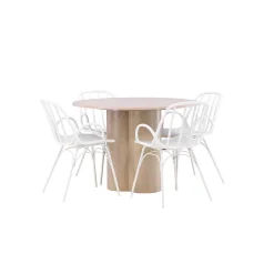 Matgrupp Venture Home Olivia Ø 110 cm med 4 Dyrön Stolar