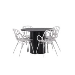 Matgrupp Venture Home Olivia Ø 110 cm med 4 Dyrön Stolar