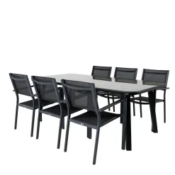 Matgrupp Venture Home Olle med 6 Curz Stapelbara Matstolar