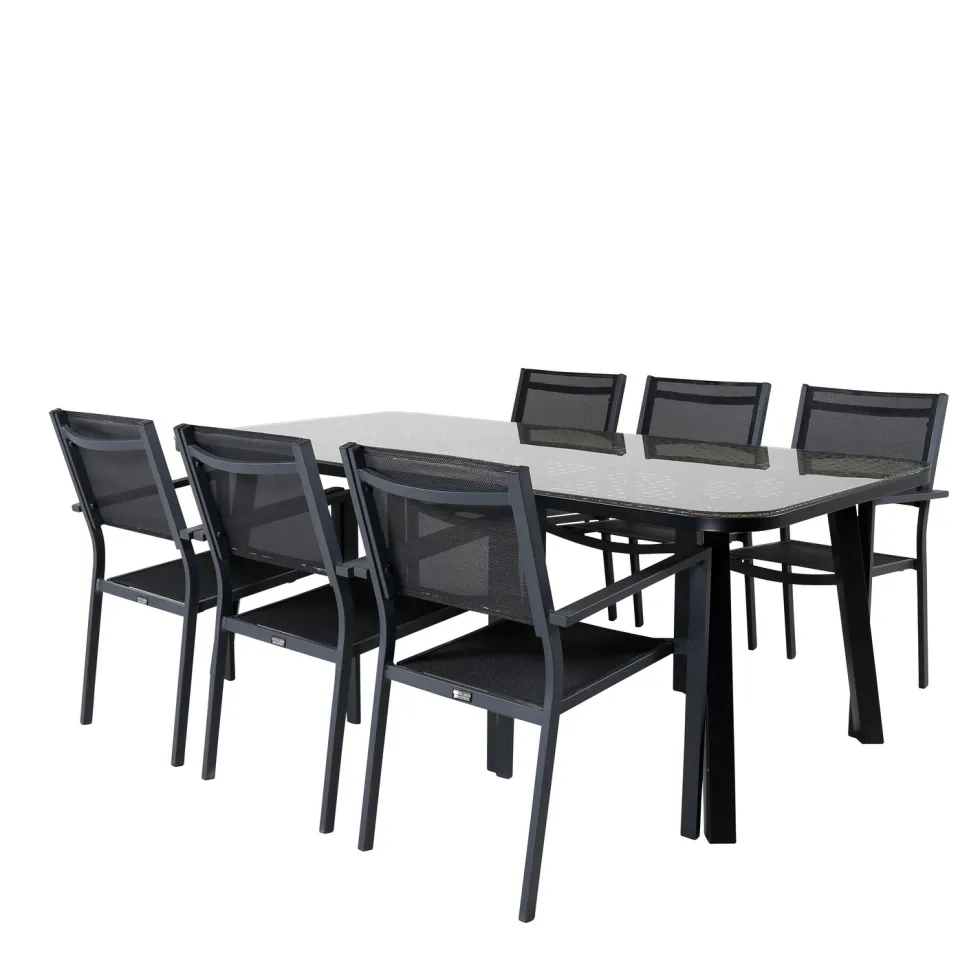 Matgrupp Venture Home Olle med 6 Curz Stapelbara Matstolar