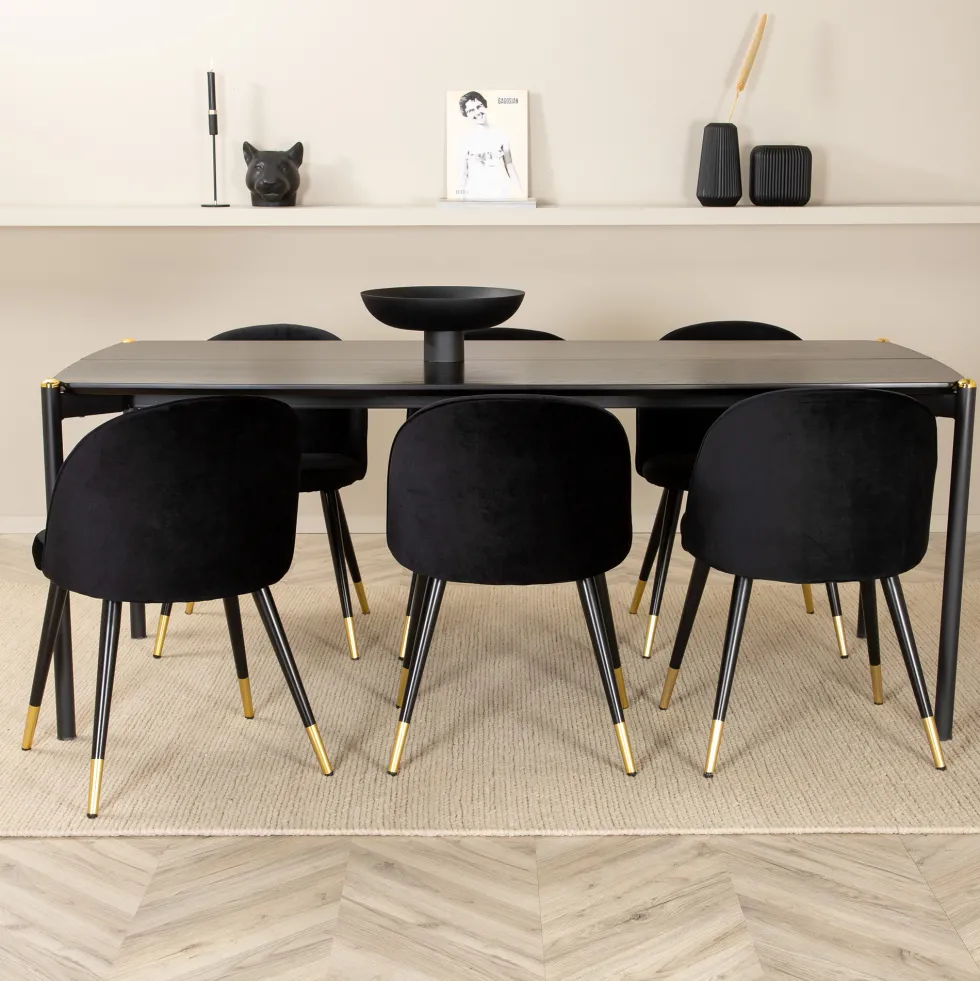 Matgrupp Venture Home Paris med 6 Valentina Stolar Sammet